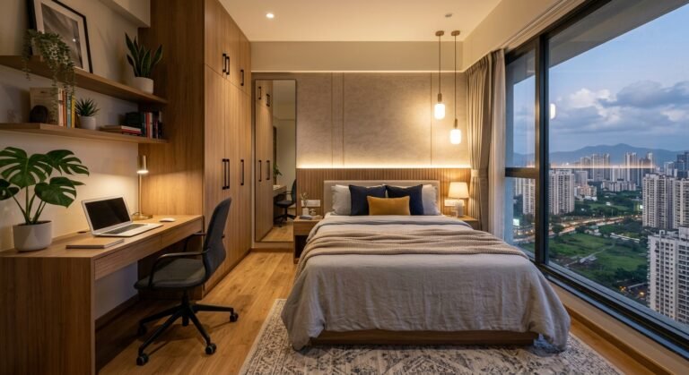 modern coliving bedroom in Navi Mumbai