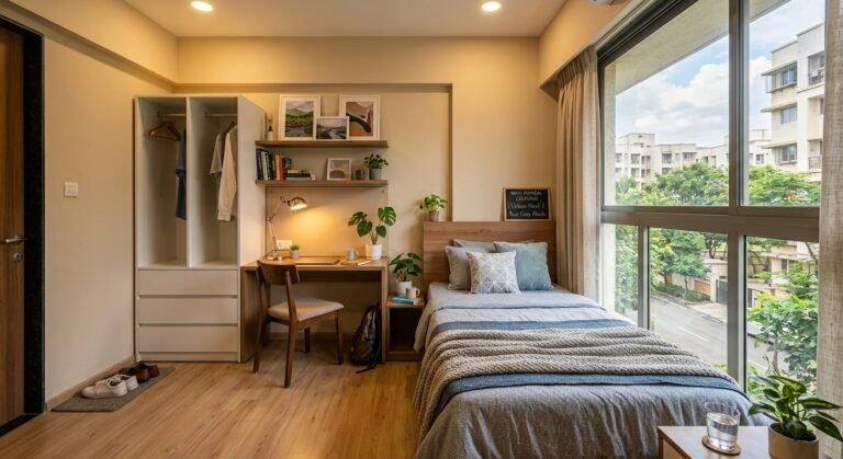 affordable coliving bedroom in Navi Mumbai