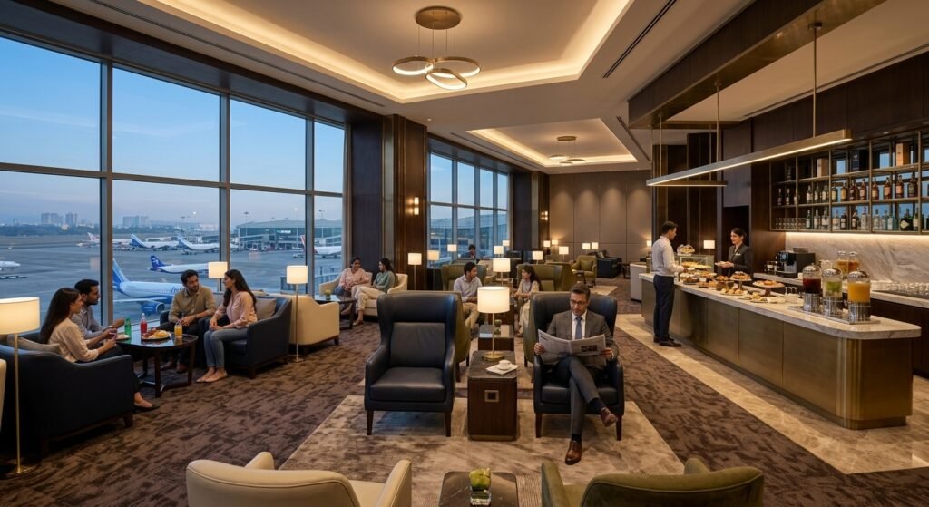 premium airport lounge in Navi Mumbai